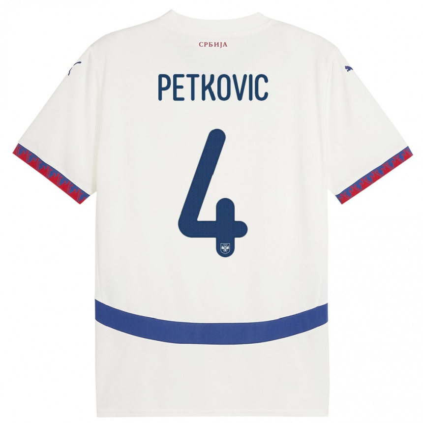 Kids Football Serbia Nikola Petkovic #4 White Away Jersey 24-26 T-Shirt Nz