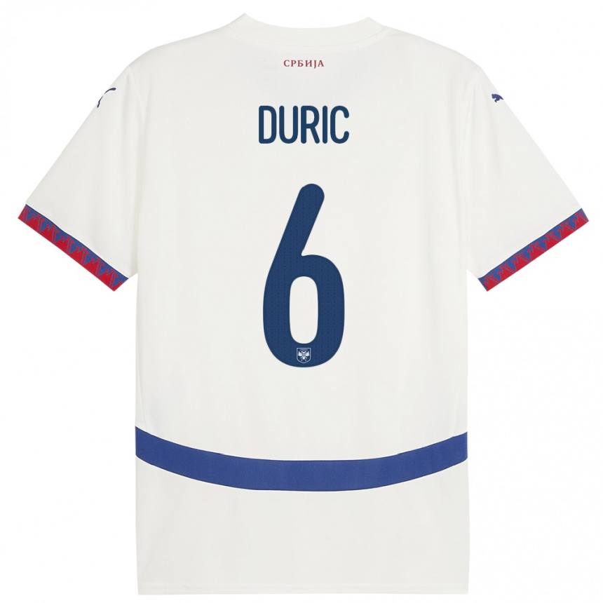 Kids Football Serbia Andrej Duric #6 White Away Jersey 24-26 T-Shirt Nz