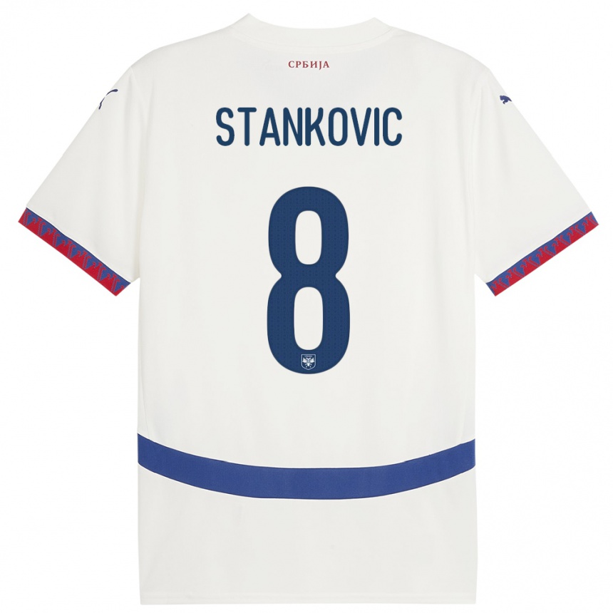 Kids Football Serbia Nikola Stankovic #8 White Away Jersey 24-26 T-Shirt Nz