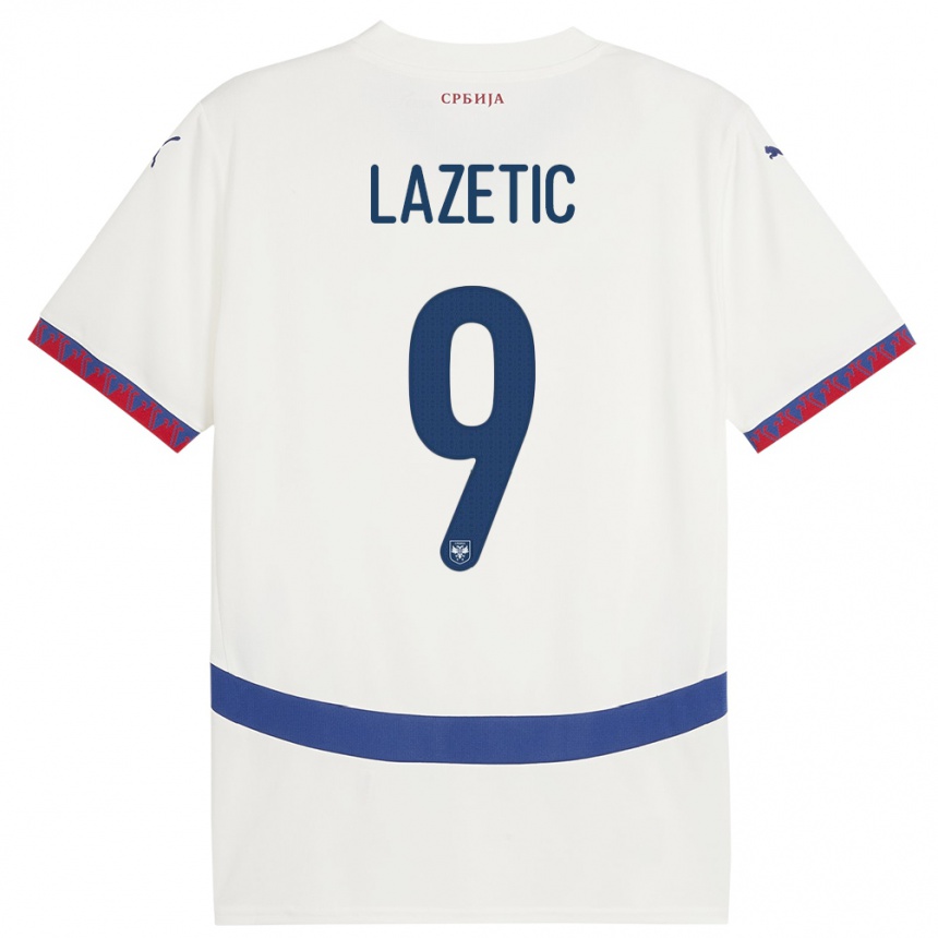 Kids Football Serbia Marko Lazetic #9 White Away Jersey 24-26 T-Shirt Nz