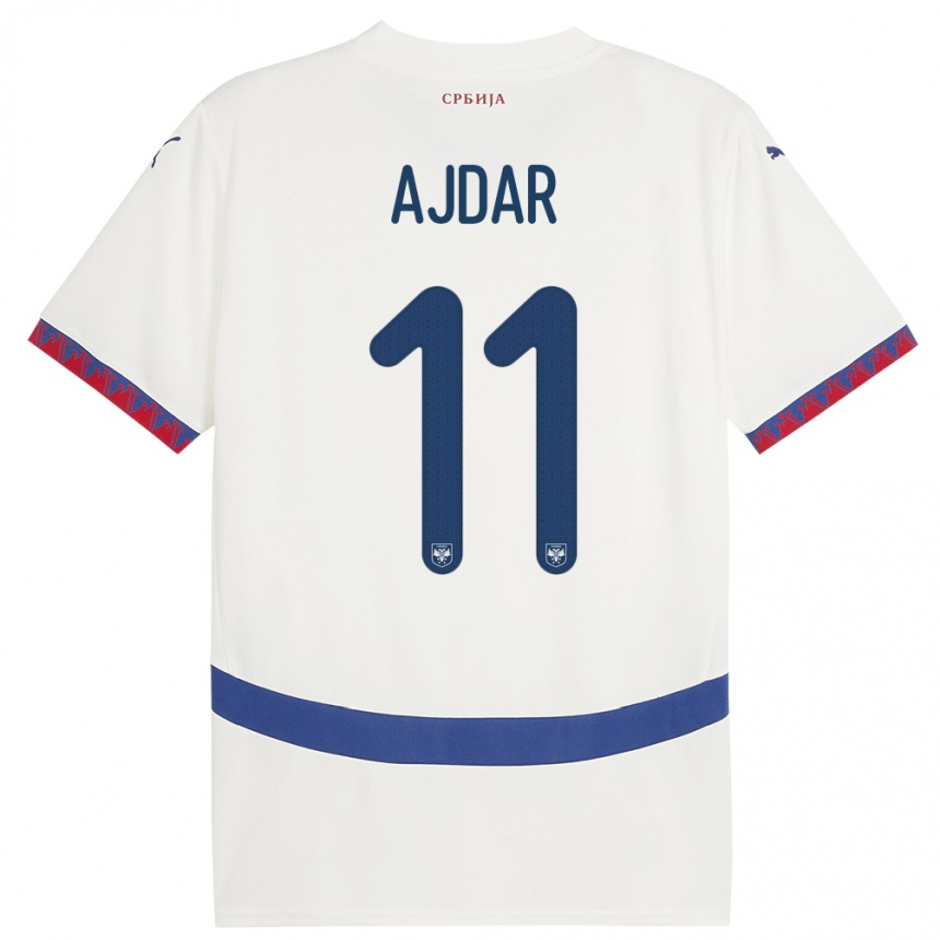 Kids Football Serbia Ognjen Ajdar #11 White Away Jersey 24-26 T-Shirt Nz