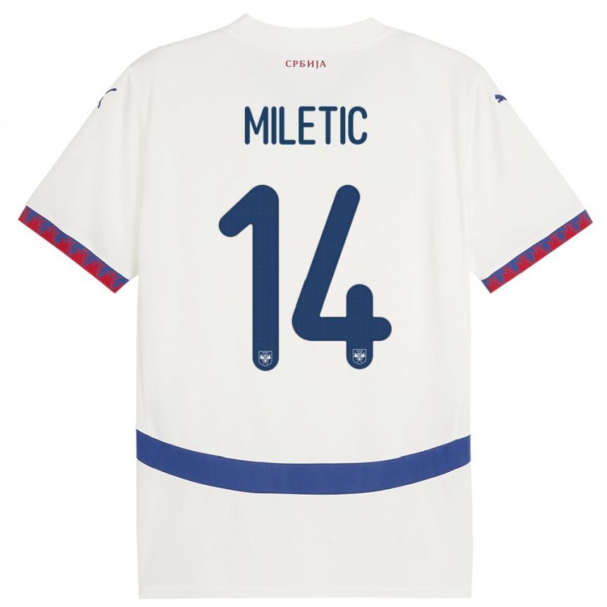 Kids Football Serbia Vladimir Miletic #14 White Away Jersey 24-26 T-Shirt Nz