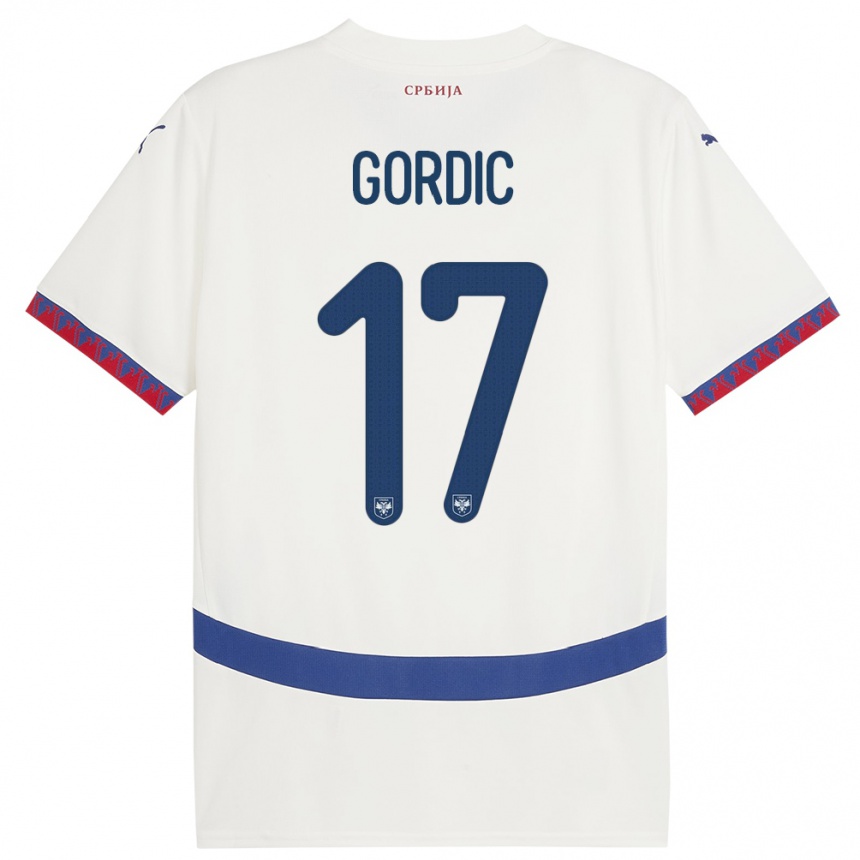 Kids Football Serbia Djordje Gordic #17 White Away Jersey 24-26 T-Shirt Nz