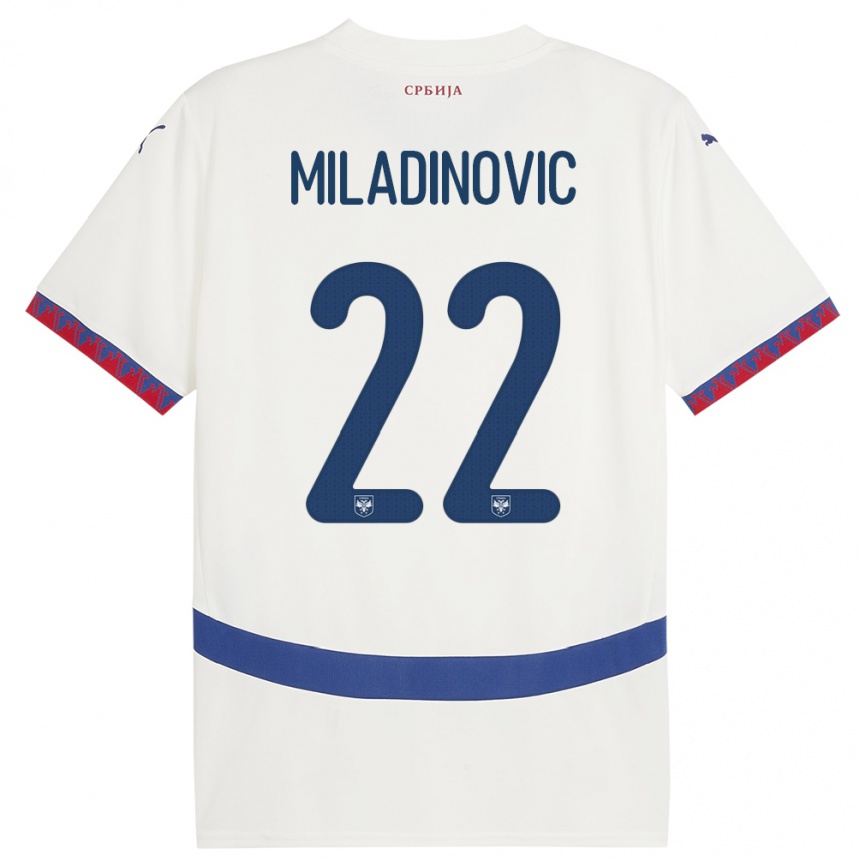 Kids Football Serbia Igor Miladinovic #22 White Away Jersey 24-26 T-Shirt Nz