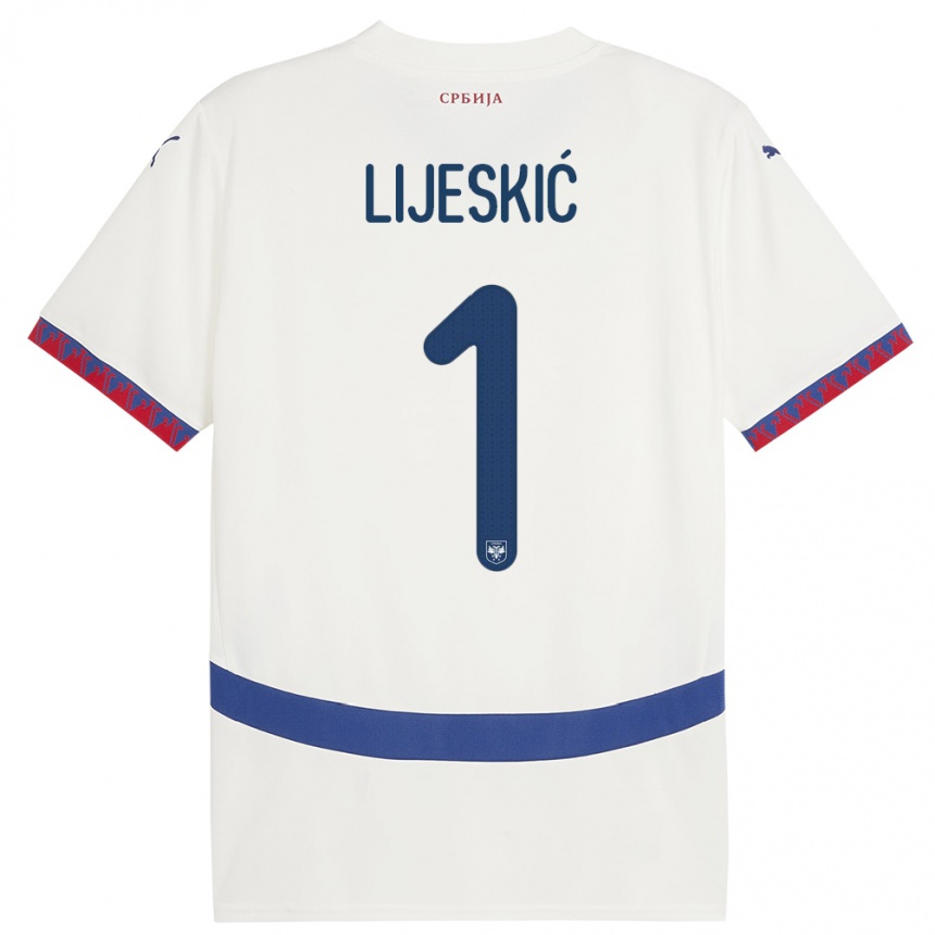 Kids Football Serbia Luka Lijeskic #1 White Away Jersey 24-26 T-Shirt Nz