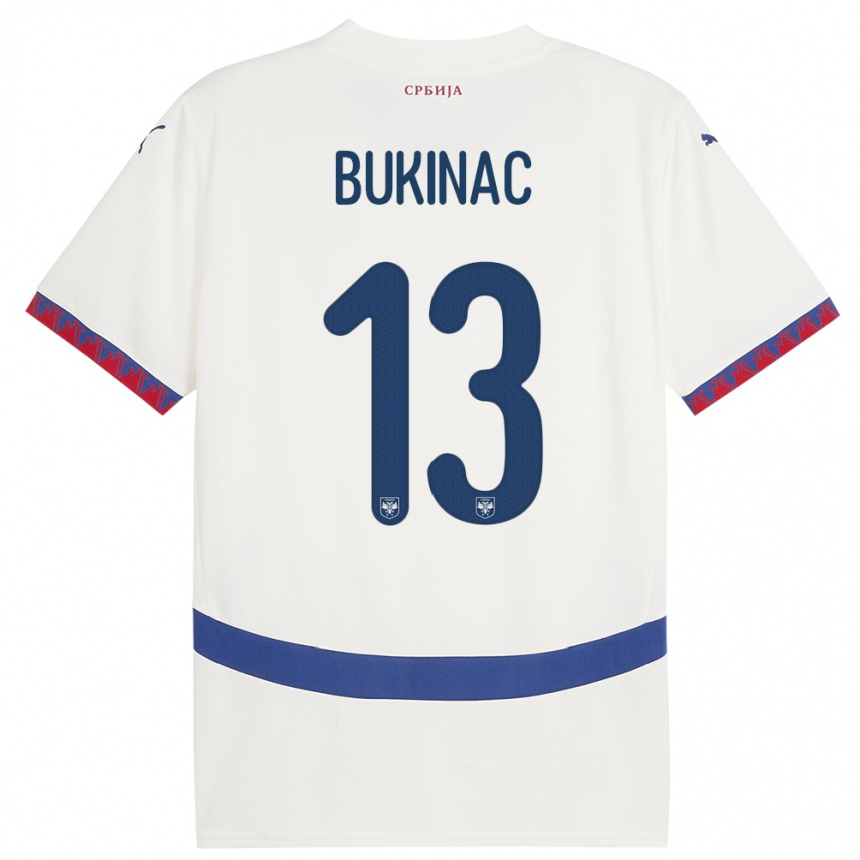 Kids Football Serbia Stefan Bukinac #13 White Away Jersey 24-26 T-Shirt Nz