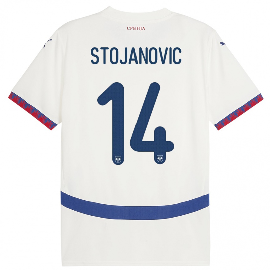 Kids Football Serbia Matija Stojanovic #14 White Away Jersey 24-26 T-Shirt Nz