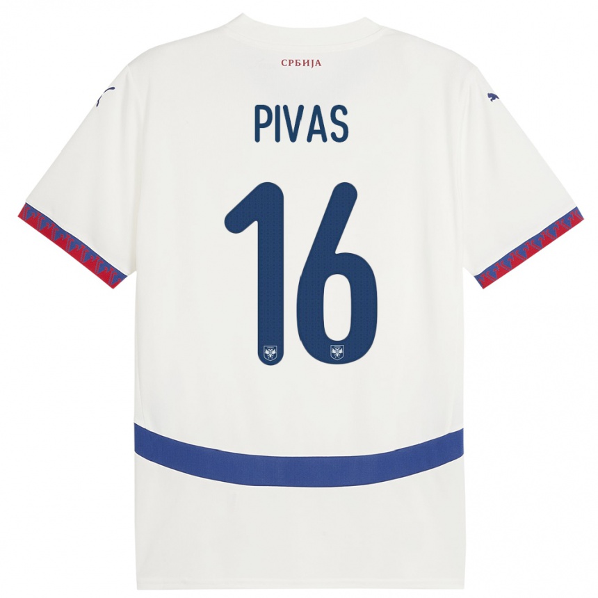 Kids Football Serbia Miodrag Pivas #16 White Away Jersey 24-26 T-Shirt Nz