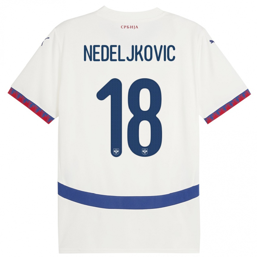 Kids Football Serbia Kosta Nedeljkovic #18 White Away Jersey 24-26 T-Shirt Nz