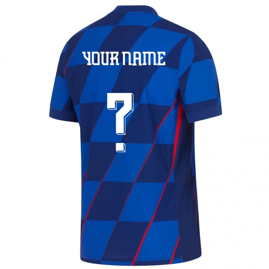 Kids Football Croatia Your Name #0 Blue Away Jersey 24-26 T-Shirt Nz