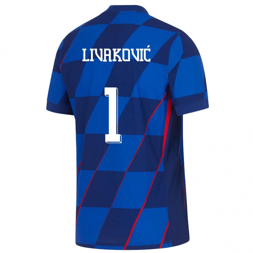 Kids Football Croatia Dominik Livakovic #1 Blue Away Jersey 24-26 T-Shirt Nz