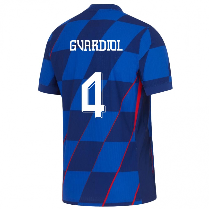 Kids Football Croatia Josko Gvardiol #4 Blue Away Jersey 24-26 T-Shirt Nz