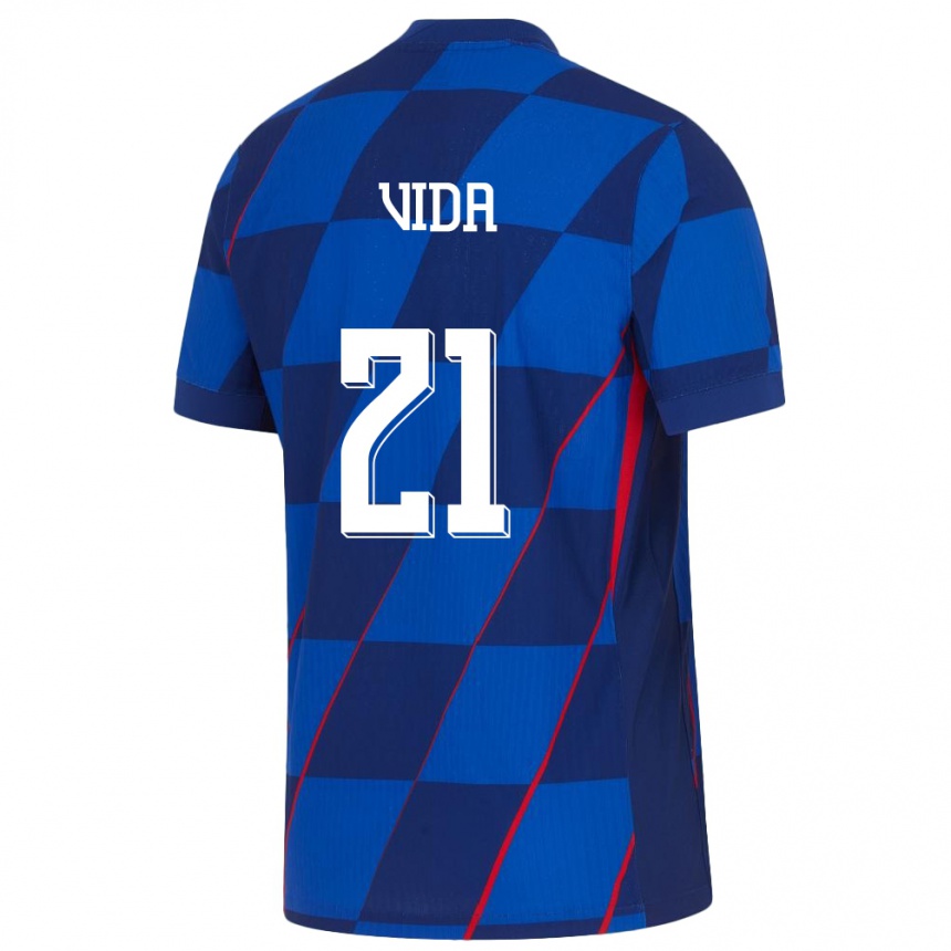 Kids Football Croatia Domagoj Vida #21 Blue Away Jersey 24-26 T-Shirt Nz