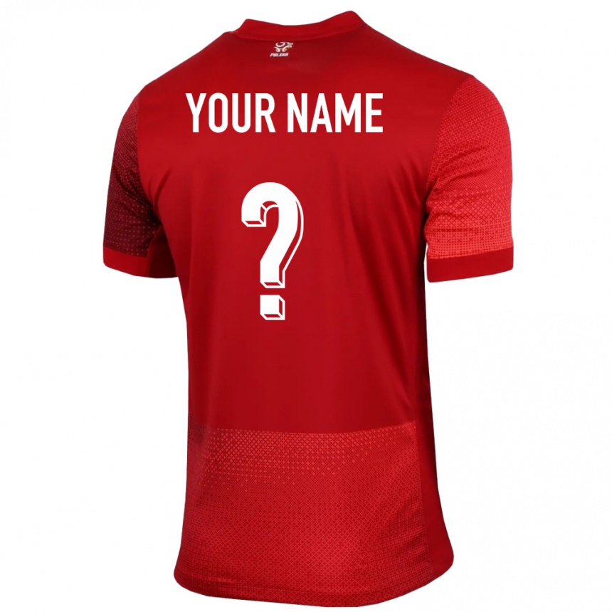 Kids Football Poland Your Name #0 Red Away Jersey 24-26 T-Shirt Nz