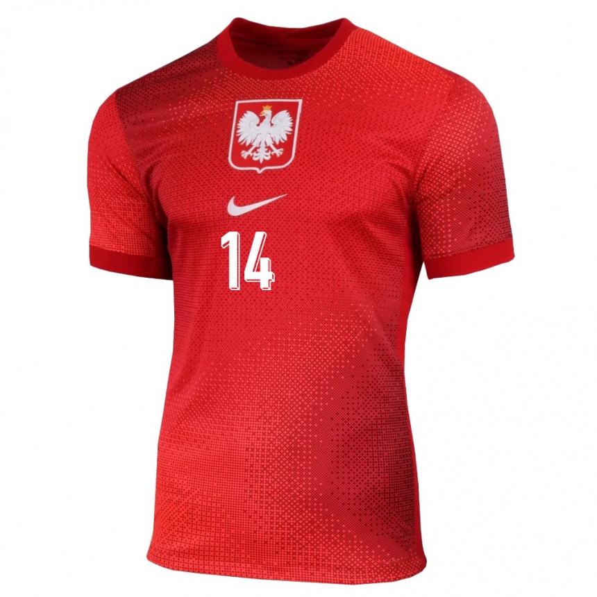 Kids Football Poland Maximillian Oyedele #14 Red Away Jersey 24-26 T-Shirt Nz