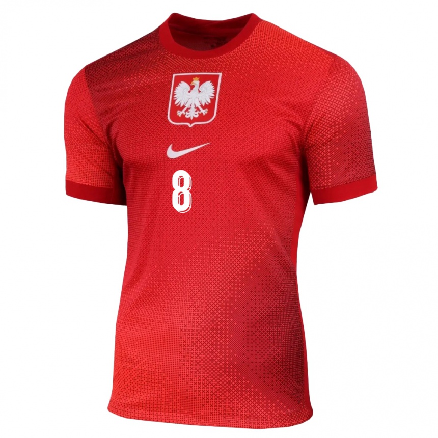 Kids Football Poland Szczepan Mucha #8 Red Away Jersey 24-26 T-Shirt Nz