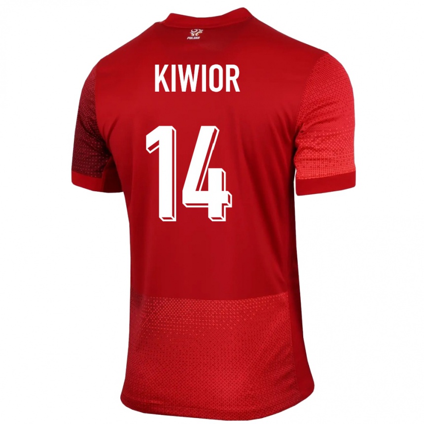 Kids Football Poland Jakub Kiwior #14 Red Away Jersey 24-26 T-Shirt Nz