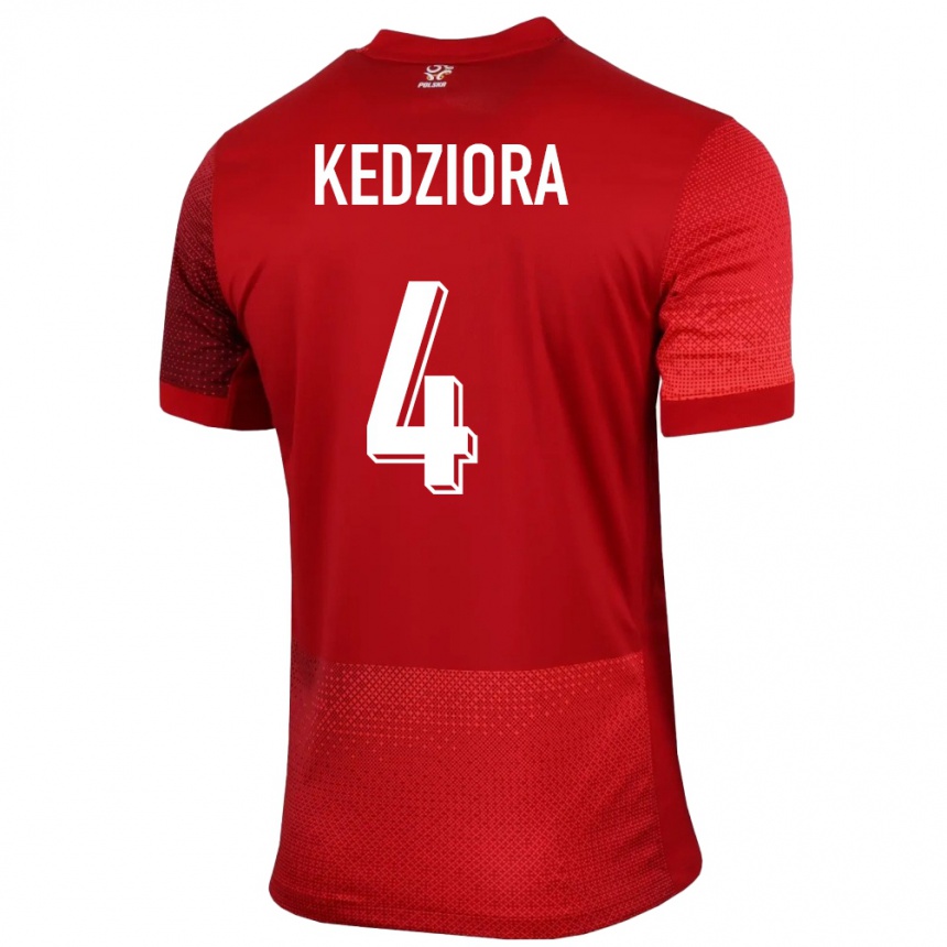 Kids Football Poland Tomasz Kedziora #4 Red Away Jersey 24-26 T-Shirt Nz