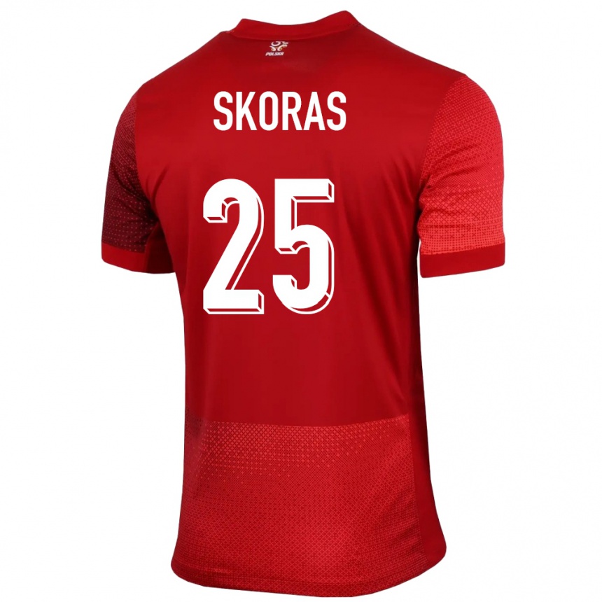 Kids Football Poland Michal Skoras #25 Red Away Jersey 24-26 T-Shirt Nz