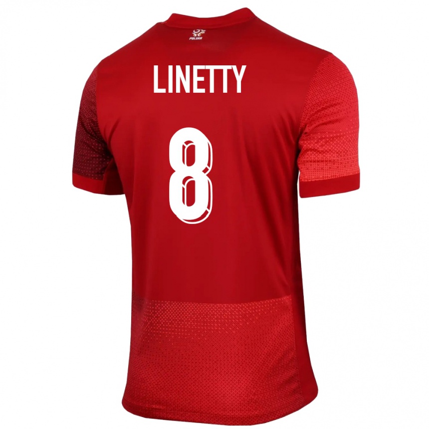 Kids Football Poland Karol Linetty #8 Red Away Jersey 24-26 T-Shirt Nz