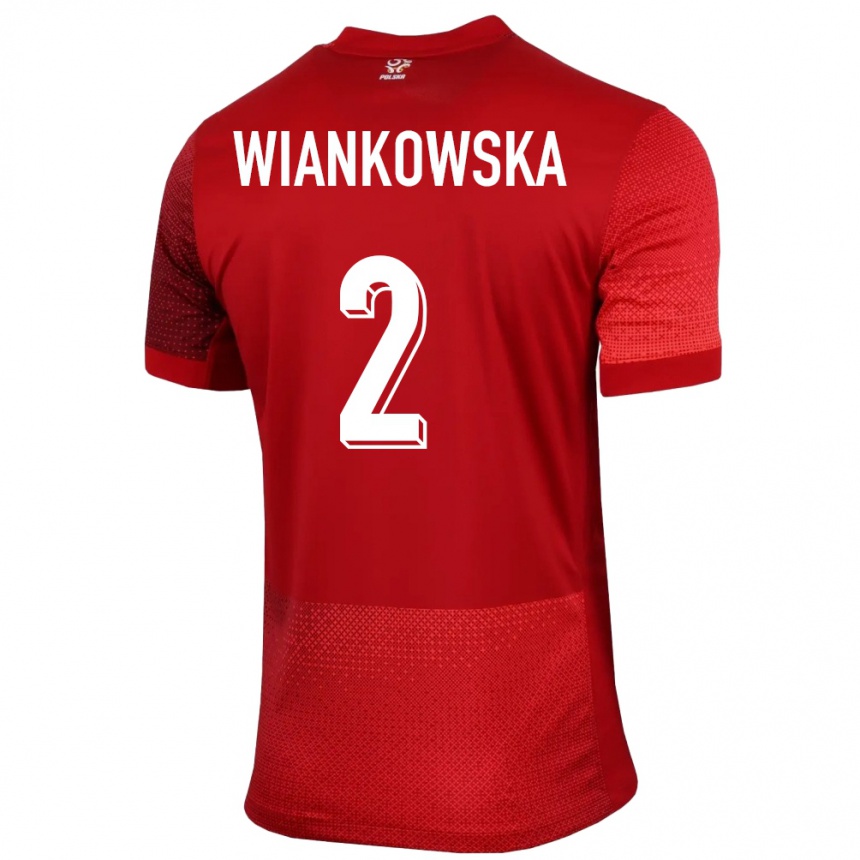 Kids Football Poland Martyna Wiankowska #2 Red Away Jersey 24-26 T-Shirt Nz