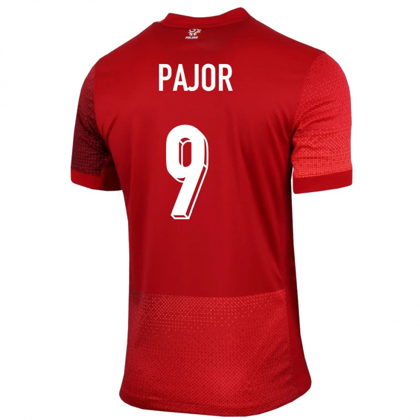 Kids Football Poland Ewa Pajor #9 Red Away Jersey 24-26 T-Shirt Nz