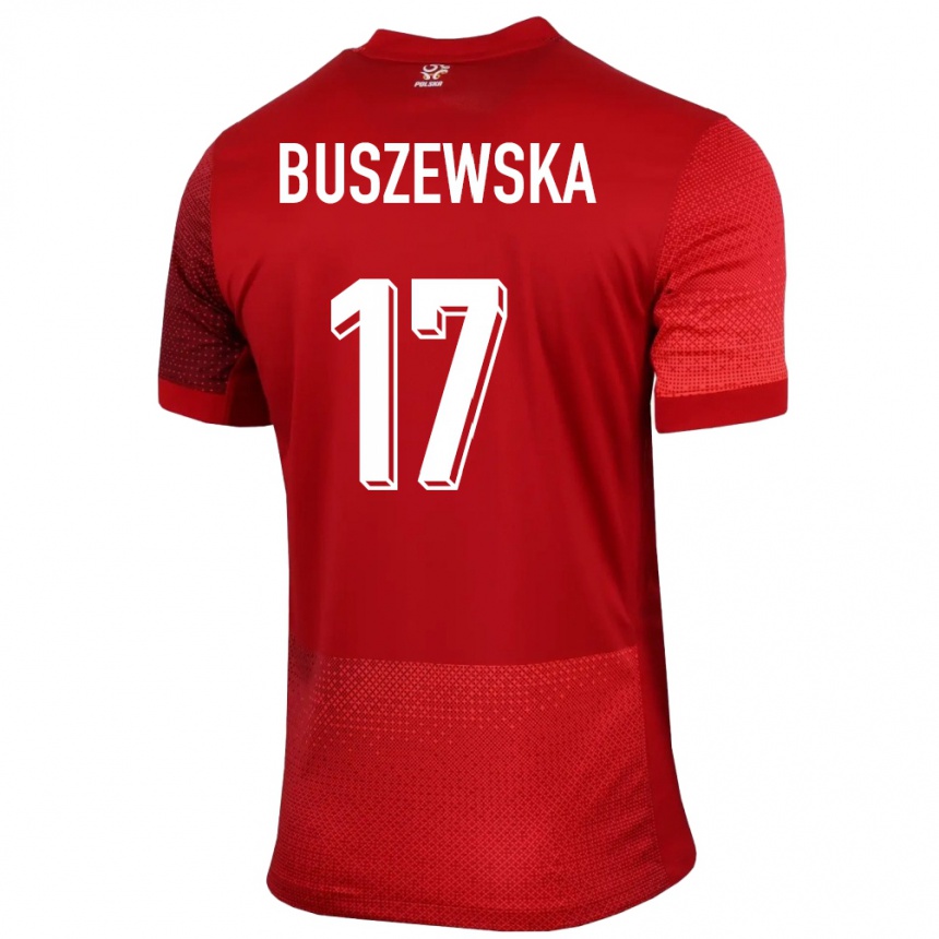 Kids Football Poland Zofia Buszewska #17 Red Away Jersey 24-26 T-Shirt Nz