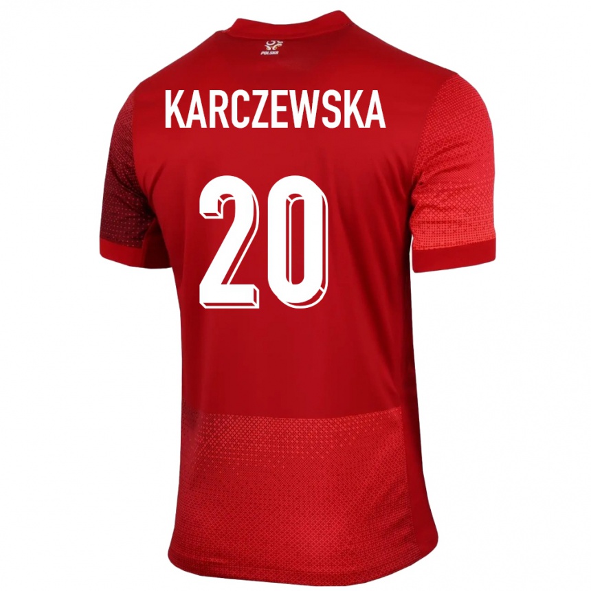 Kids Football Poland Nikola Karczewska #20 Red Away Jersey 24-26 T-Shirt Nz