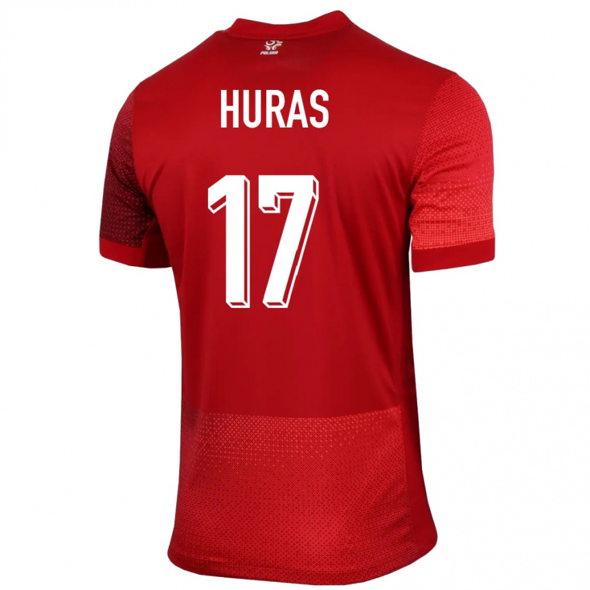 Kids Football Poland Mike Huras #17 Red Away Jersey 24-26 T-Shirt Nz