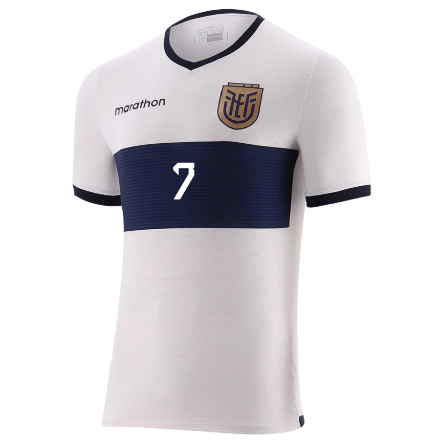 Kids Football Ecuador Emily Arias #7 White Away Jersey 24-26 T-Shirt Nz