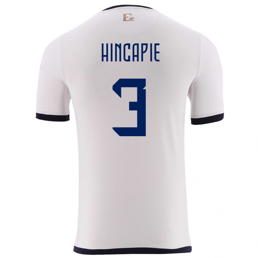 Kids Football Ecuador Piero Hincapie #3 White Away Jersey 24-26 T-Shirt Nz