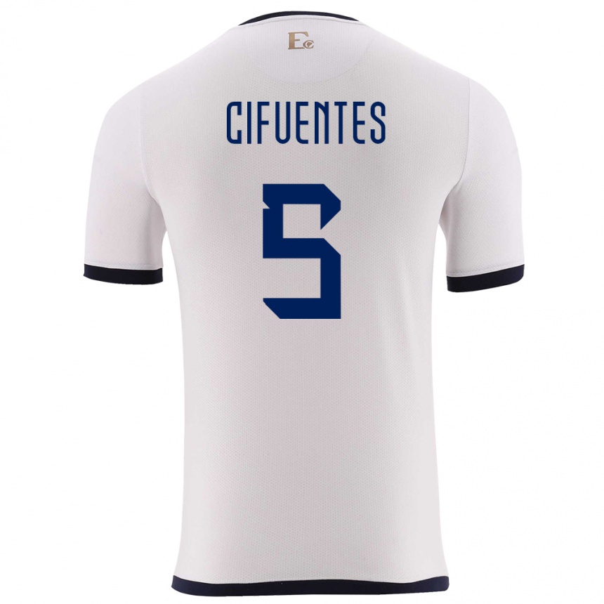 Kids Football Ecuador Jose Cifuentes #5 White Away Jersey 24-26 T-Shirt Nz