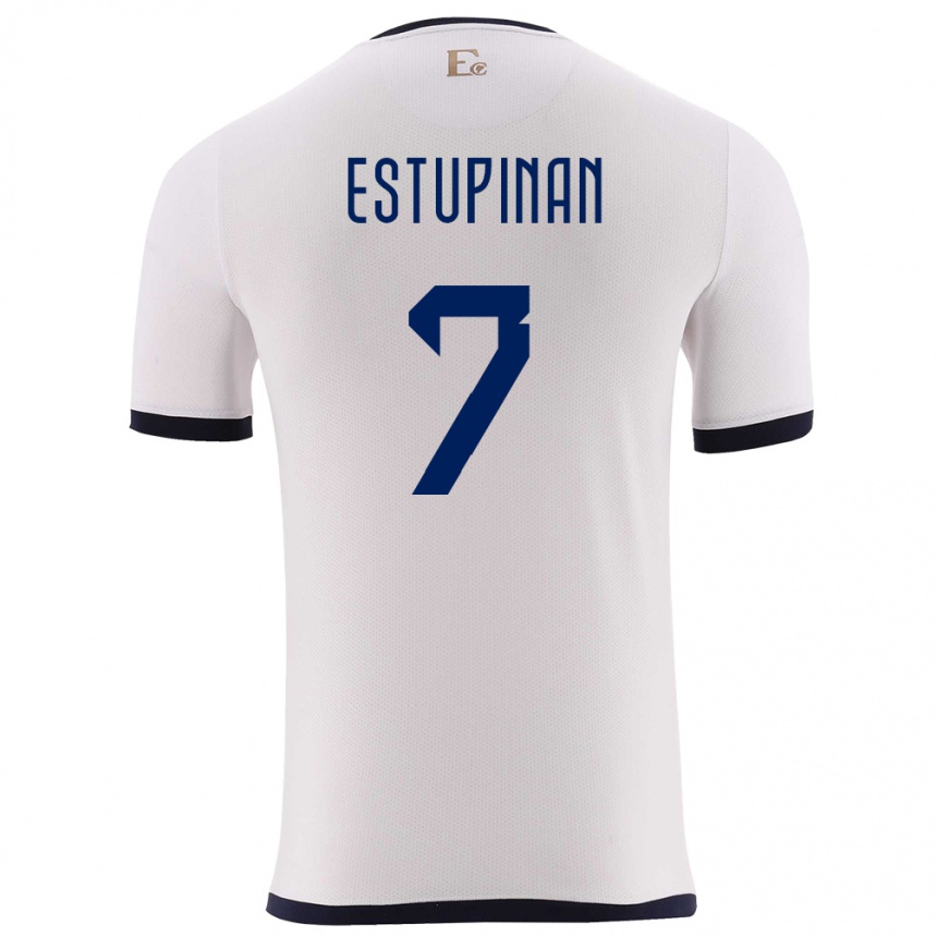 Kids Football Ecuador Pervis Estupinan #7 White Away Jersey 24-26 T-Shirt Nz