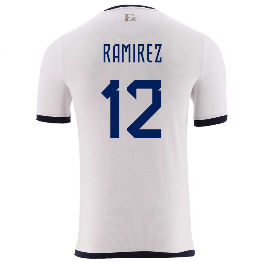 Kids Football Ecuador Moises Ramirez #12 White Away Jersey 24-26 T-Shirt Nz