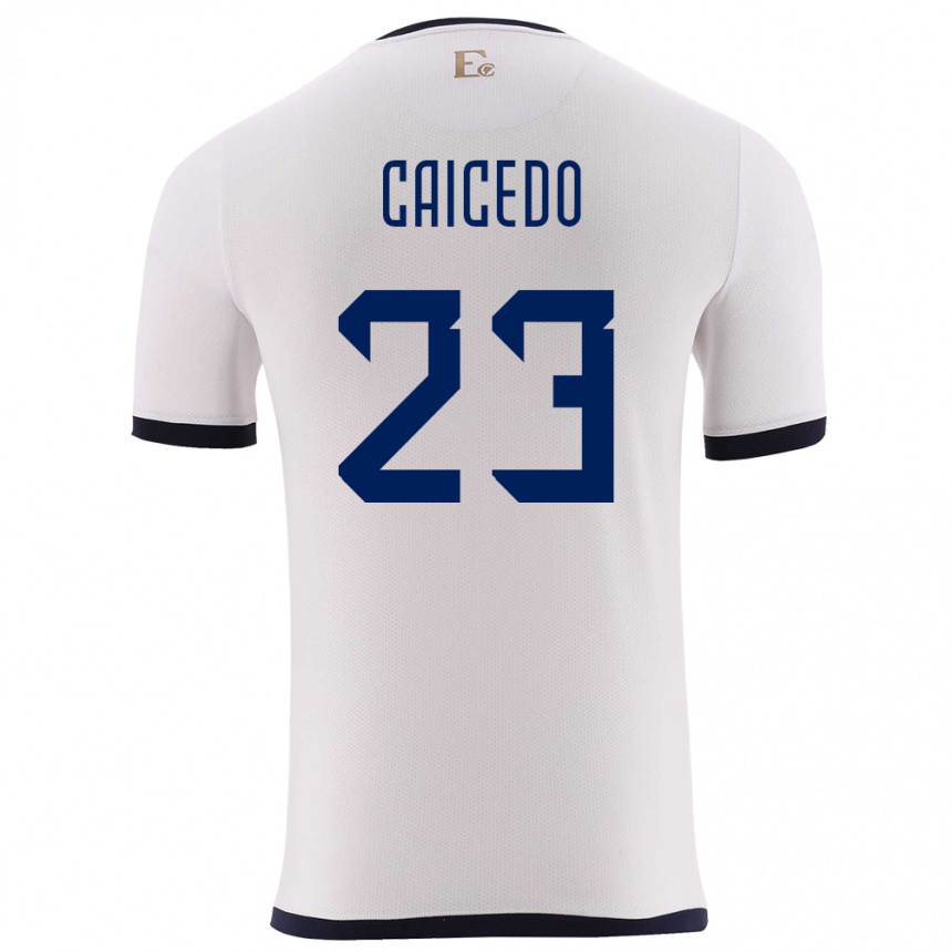 Kids Football Ecuador Moises Caicedo #23 White Away Jersey 24-26 T-Shirt Nz