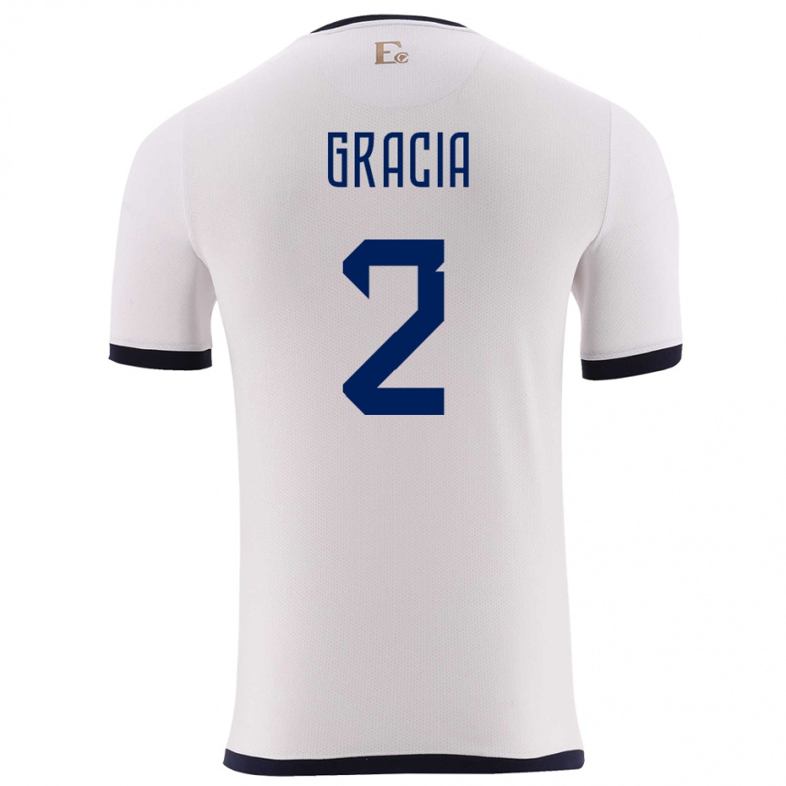 Kids Football Ecuador Ericka Gracia #2 White Away Jersey 24-26 T-Shirt Nz