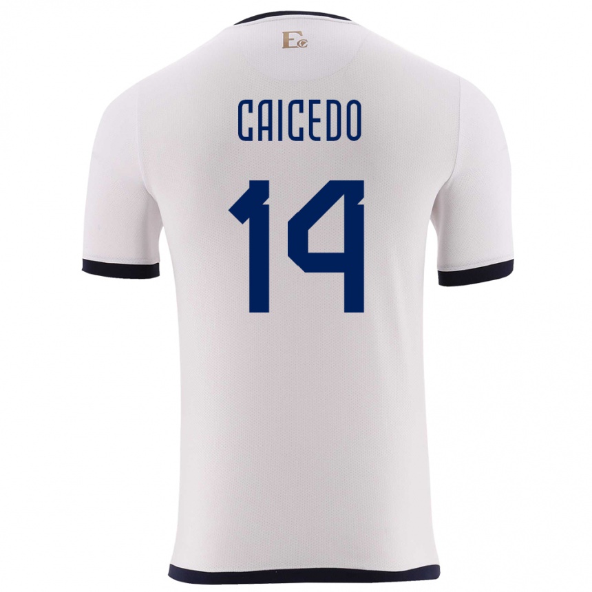 Kids Football Ecuador Carina Caicedo #14 White Away Jersey 24-26 T-Shirt Nz