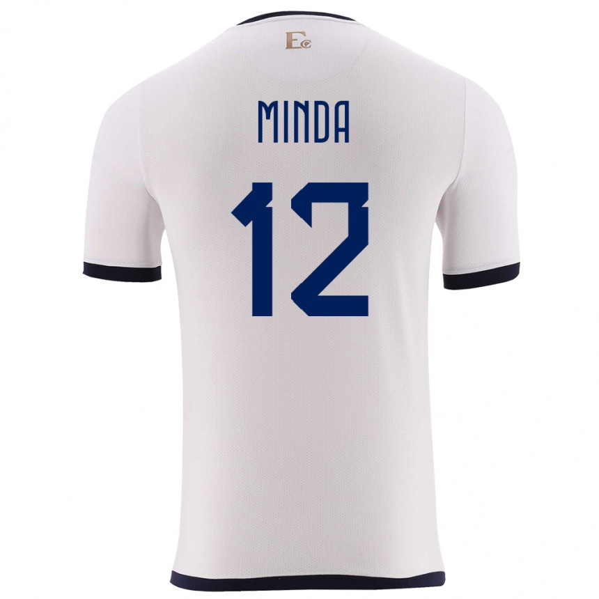 Kids Football Ecuador Ethan Minda #12 White Away Jersey 24-26 T-Shirt Nz