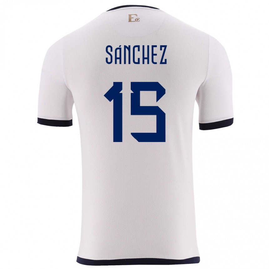 Kids Football Ecuador Juan Sanchez #15 White Away Jersey 24-26 T-Shirt Nz