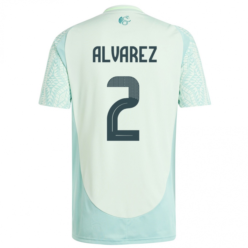 Kids Football Mexico Kevin Alvarez #2 Linen Green Away Jersey 24-26 T-Shirt Nz