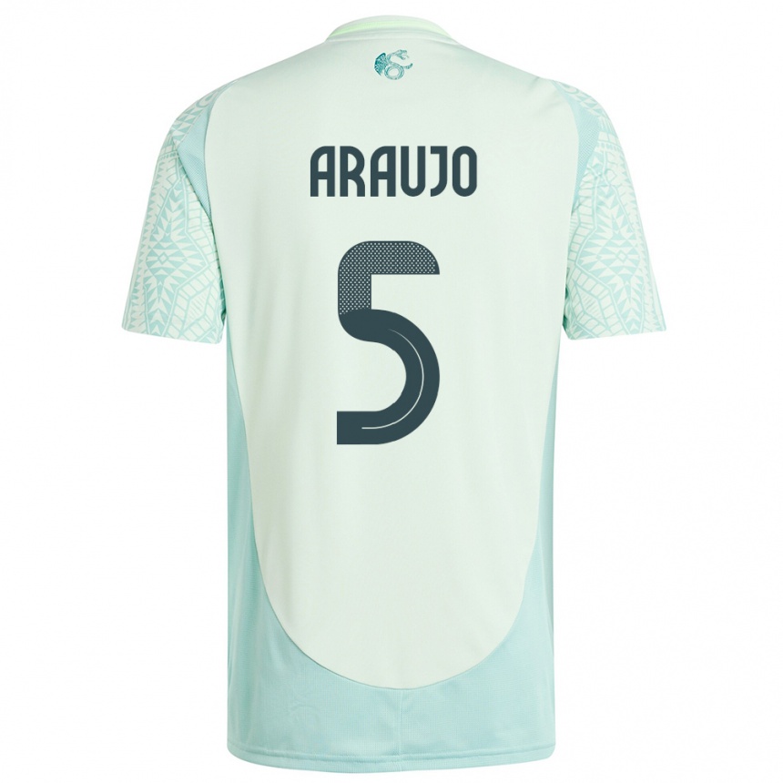 Kids Football Mexico Julian Araujo #5 Linen Green Away Jersey 24-26 T-Shirt Nz