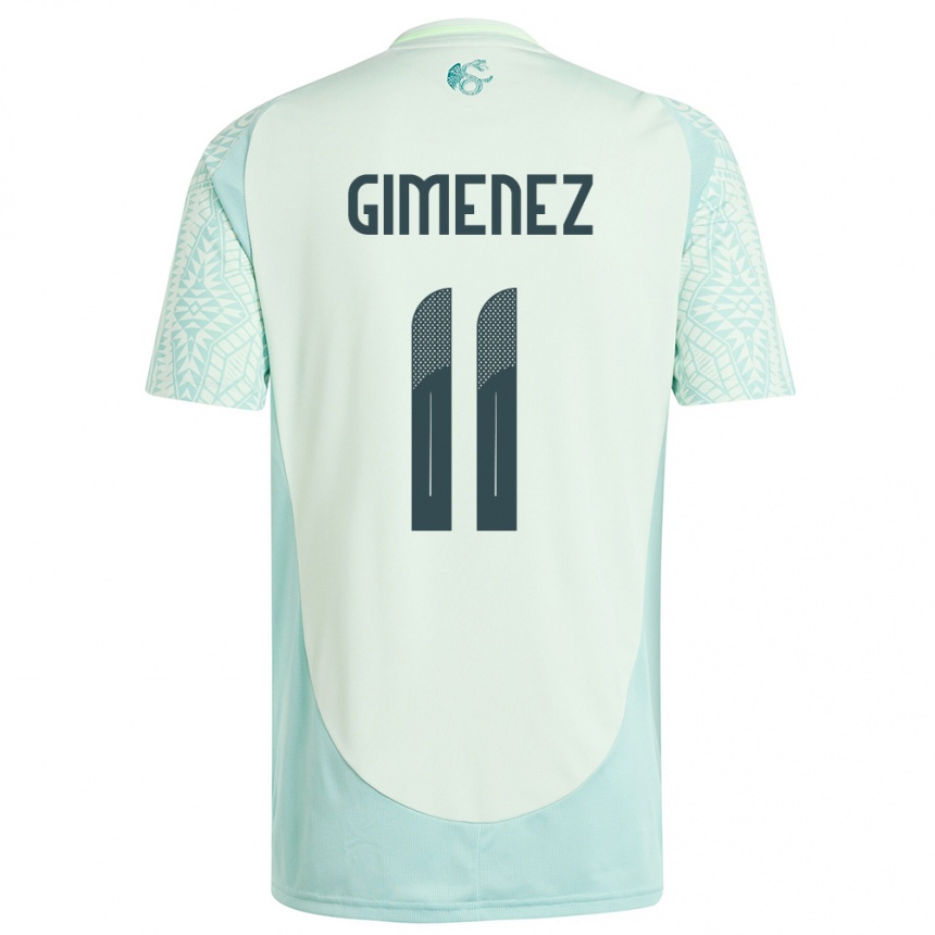 Kids Football Mexico Santiago Gimenez #11 Linen Green Away Jersey 24-26 T-Shirt Nz