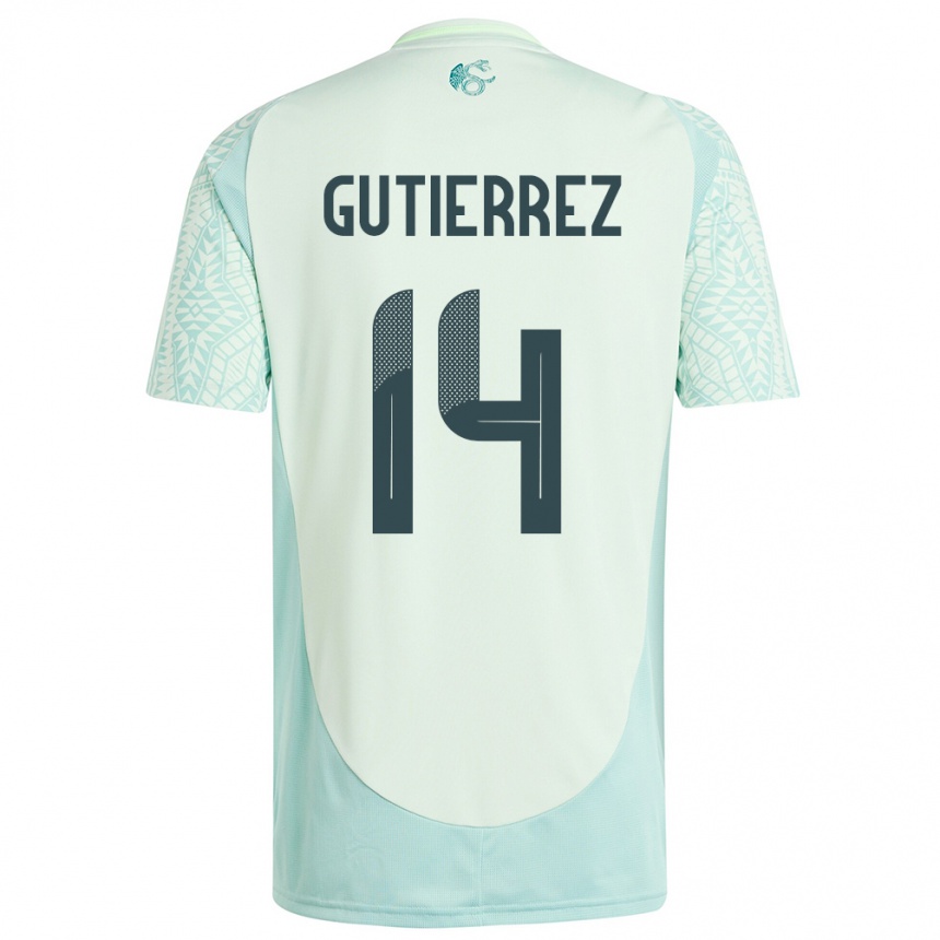 Kids Football Mexico Erick Gutierrez #14 Linen Green Away Jersey 24-26 T-Shirt Nz