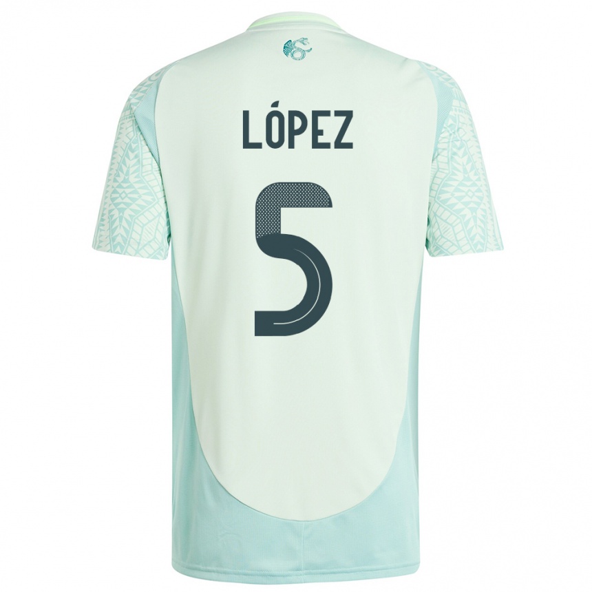 Kids Football Mexico Jimena Lopez #5 Linen Green Away Jersey 24-26 T-Shirt Nz