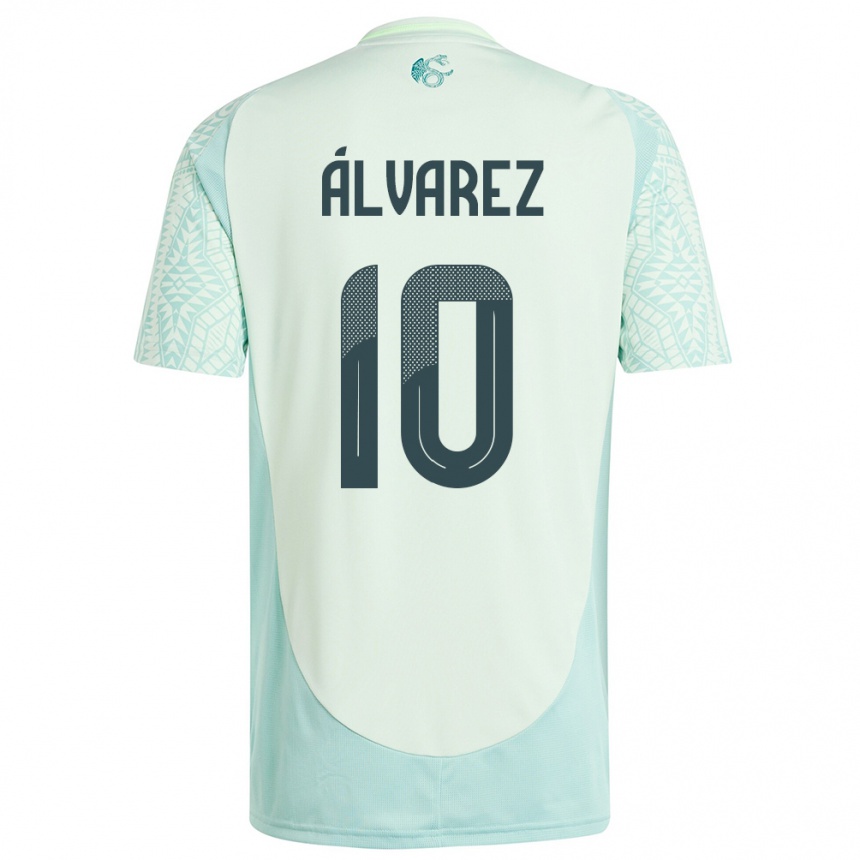 Kids Football Mexico Efrain Alvarez #10 Linen Green Away Jersey 24-26 T-Shirt Nz