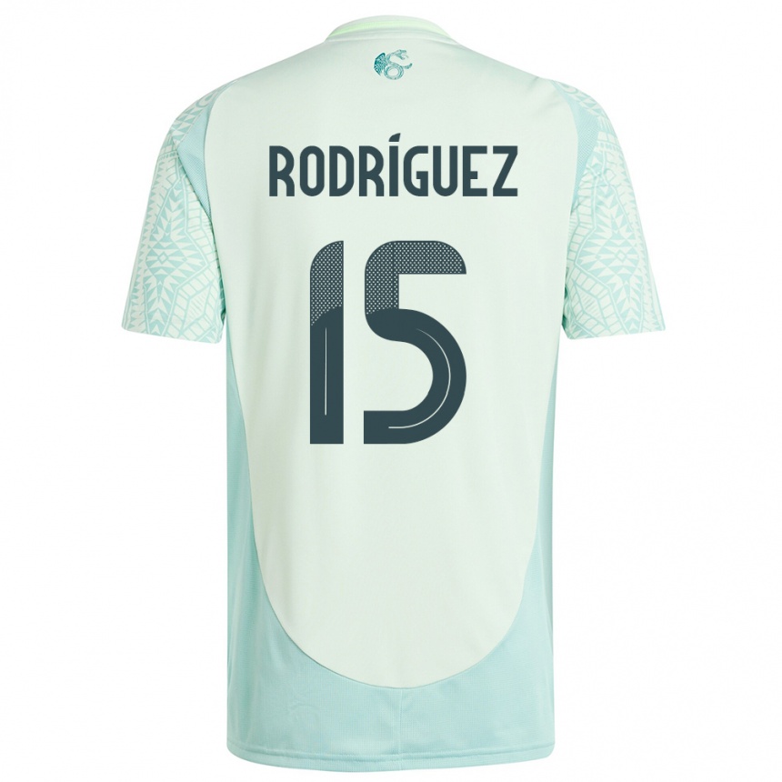 Kids Football Mexico Jorge Rodriguez #15 Linen Green Away Jersey 24-26 T-Shirt Nz