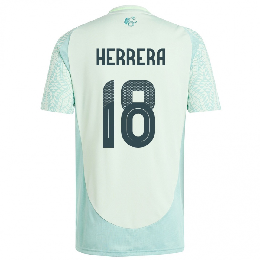 Kids Football Mexico Ozziel Herrera #18 Linen Green Away Jersey 24-26 T-Shirt Nz