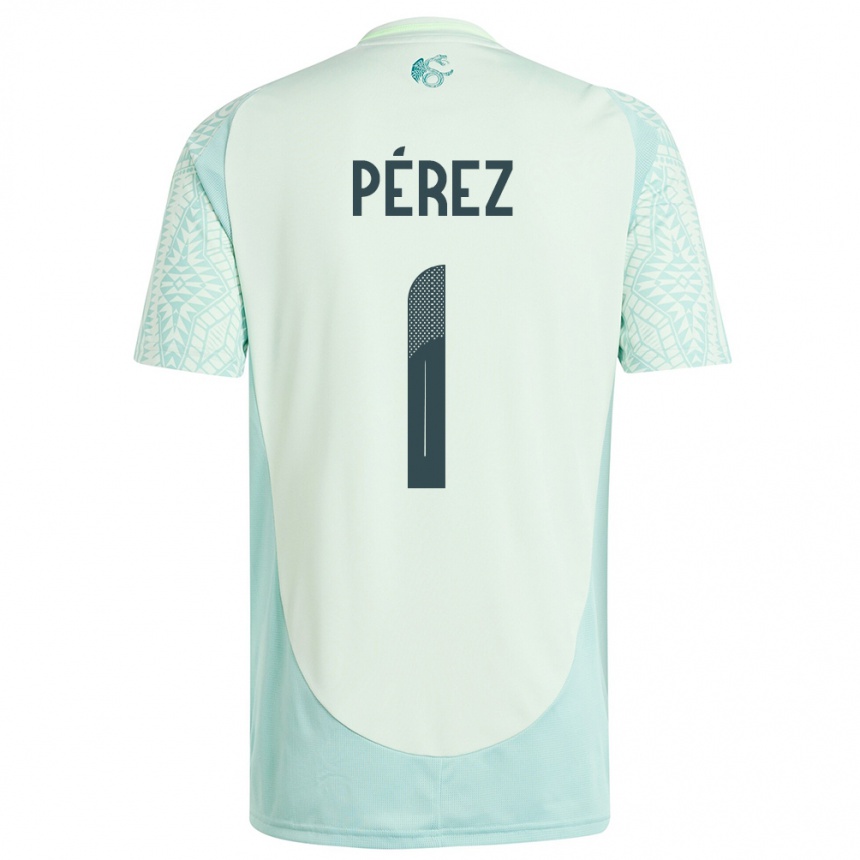 Kids Football Mexico Emiliano Perez #1 Linen Green Away Jersey 24-26 T-Shirt Nz