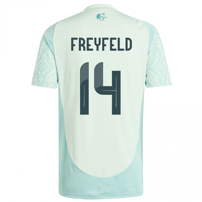 Kids Football Mexico Emiliano Freyfeld #14 Linen Green Away Jersey 24-26 T-Shirt Nz