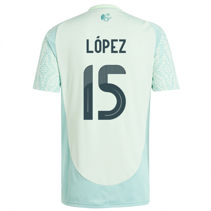 Kids Football Mexico Everardo Lopez #15 Linen Green Away Jersey 24-26 T-Shirt Nz